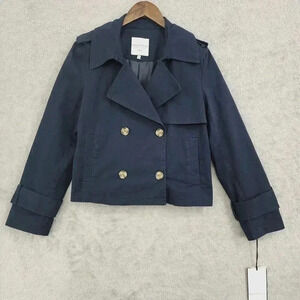 NWT Bagatelle Collection Womens Navy Double-Breasted Cropped Jacket Medium 10PT